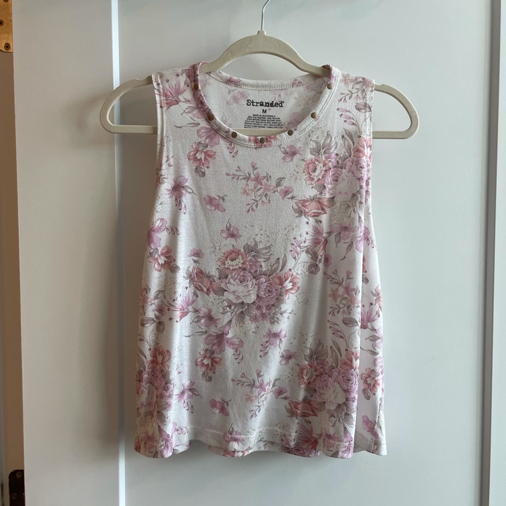 Stranded floral muscle tee